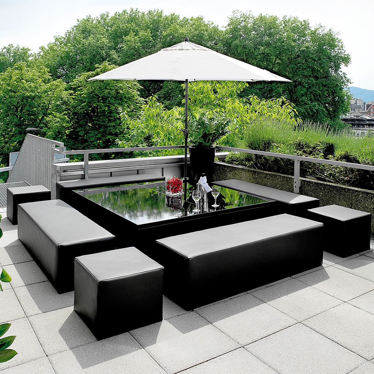 outdoor lounge mieten schwarz
