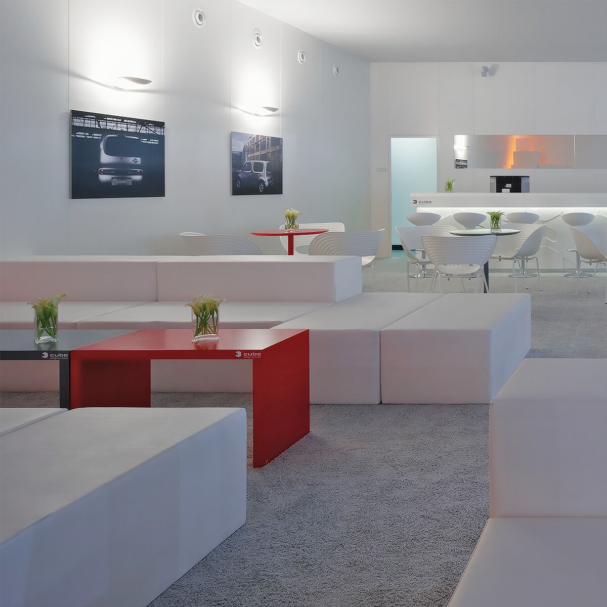 messe lounge tisch mieten in rot