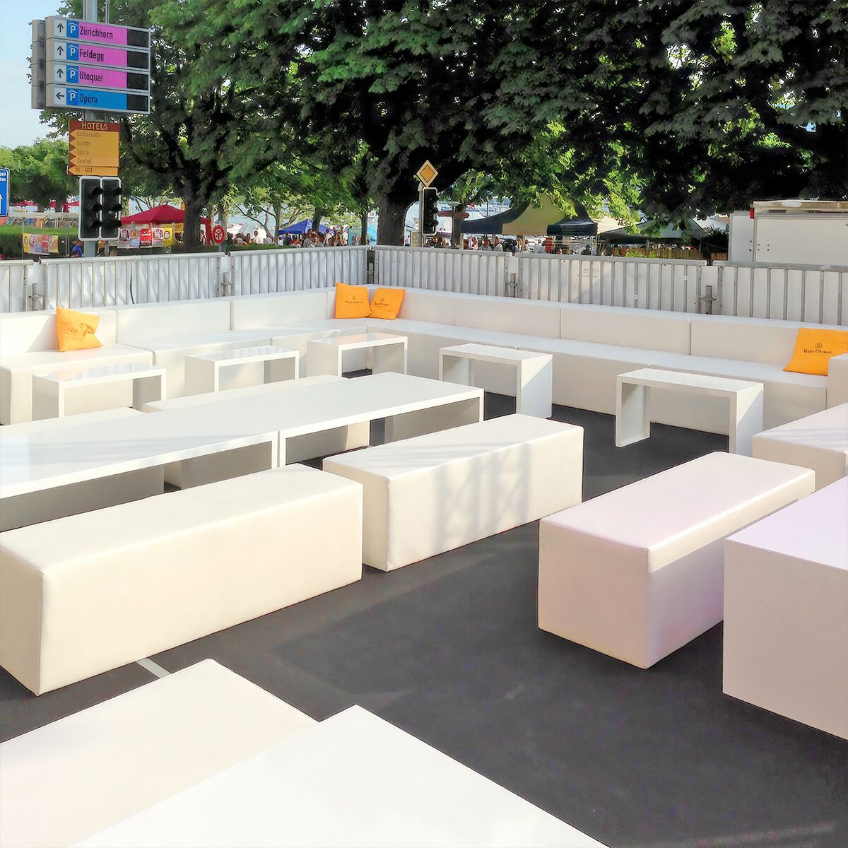 outdoor lounge sitze mieten in weiss